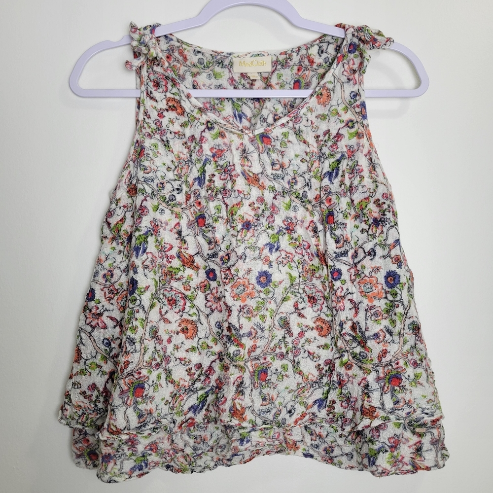 Modcloth‎ Cottagecore Floral Abstract Novelty V neck Sleeveless Blouse M